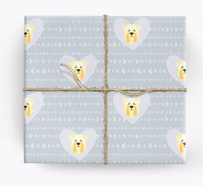 'Hearts' Wrapping Paper with {breedCommonName} Yappicons