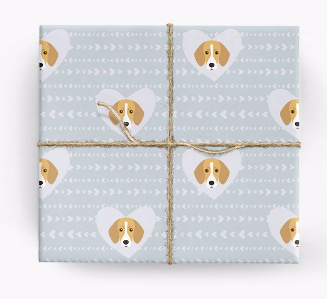 'Hearts' Wrapping Paper with {breedCommonName} Yappicons