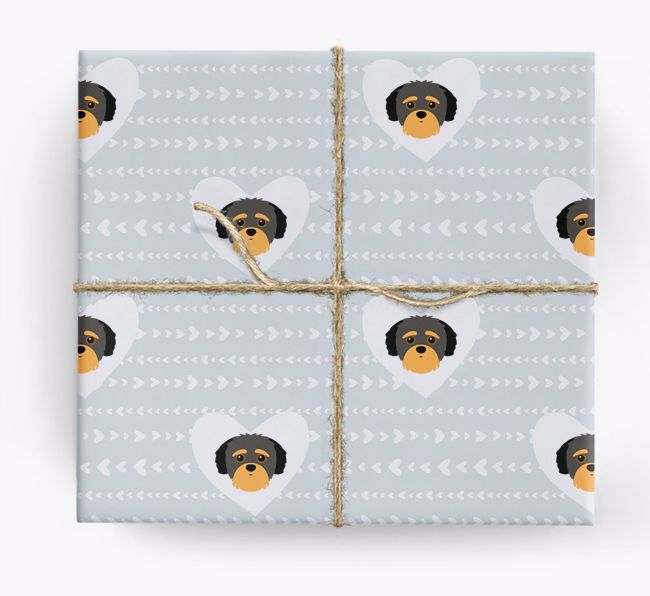 'Hearts' Wrapping Paper with {breedCommonName} Yappicons