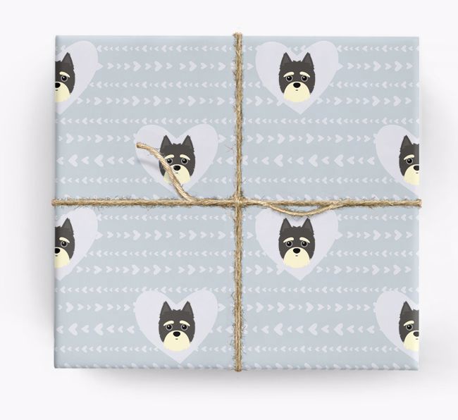 'Hearts' Wrapping Paper with {breedCommonName} Yappicons