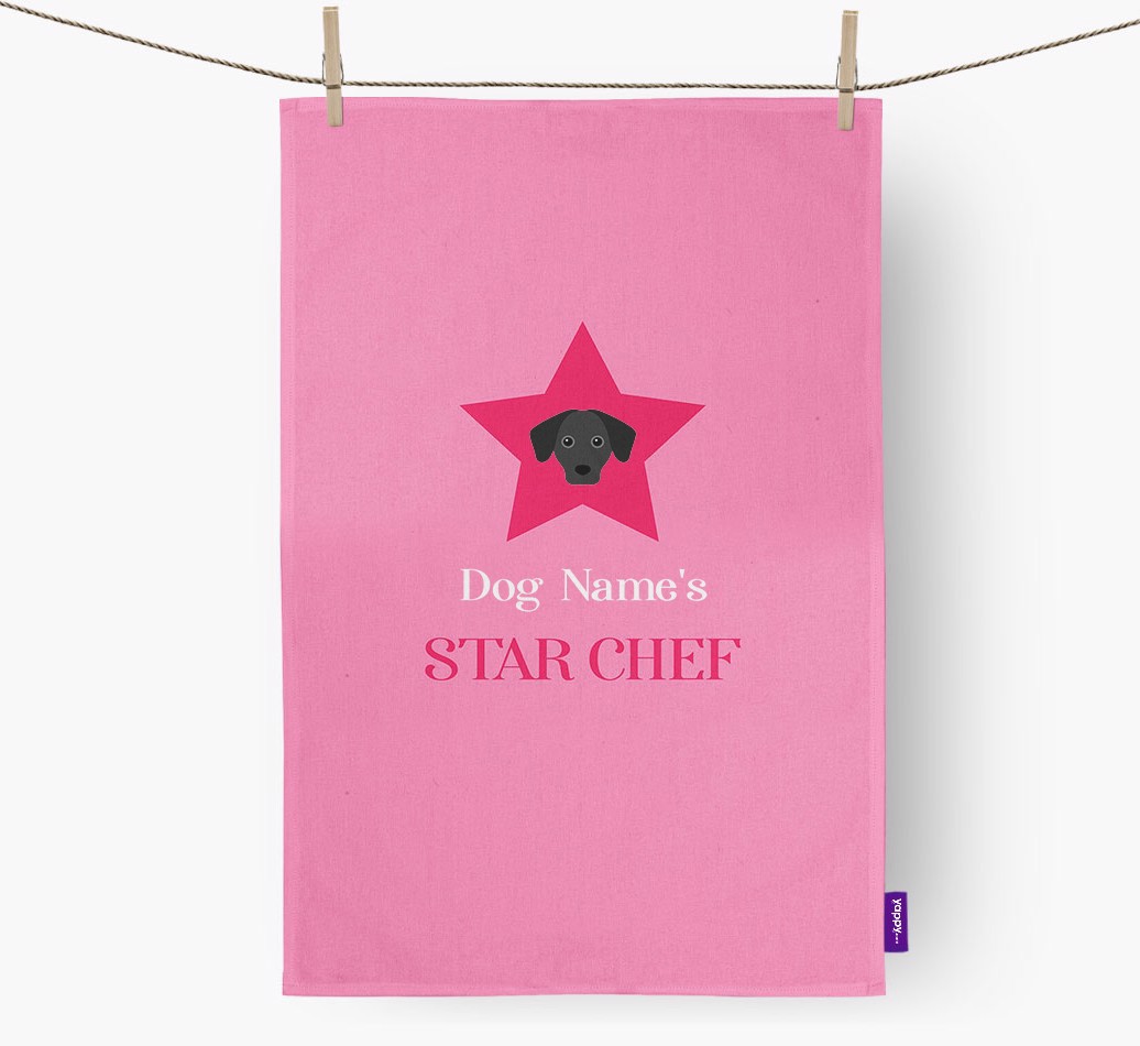 '{dogsName}'s Star Chef' - Personalised {breedFullName} Tea Towel