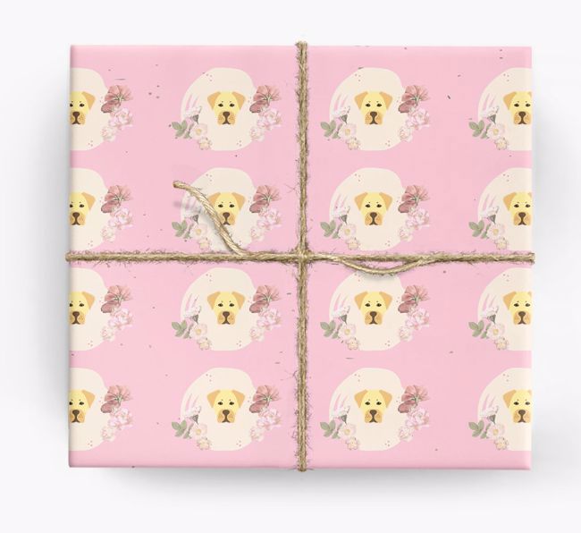 'Flower Pattern' - Personalised {breedFullName} Wrapping Paper