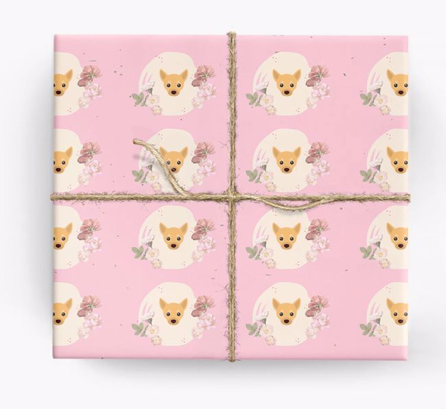 'Flower Pattern' - Personalized {breedFullName} Wrapping Paper