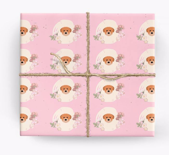 'Flower Pattern' - Personalised {breedFullName} Wrapping Paper