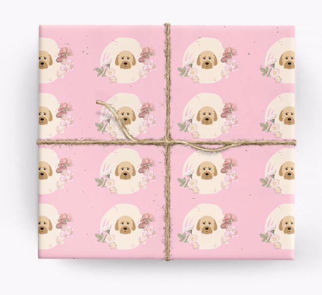 'Flower Pattern' - Personalized {breedFullName} Wrapping Paper