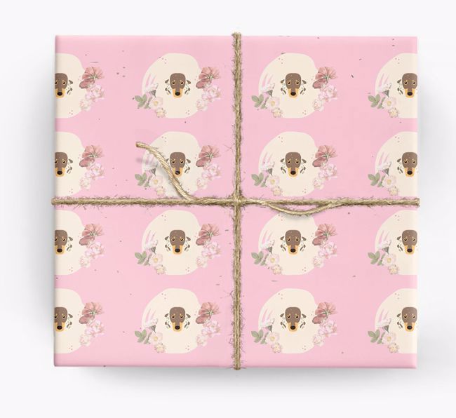 'Flower Pattern' - Personalized {breedFullName} Wrapping Paper