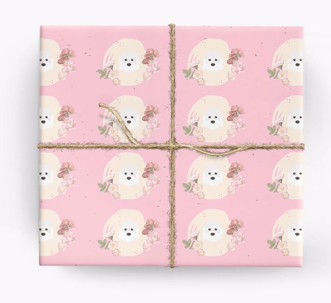 'Flower Pattern' - Personalised {breedFullName} Wrapping Paper