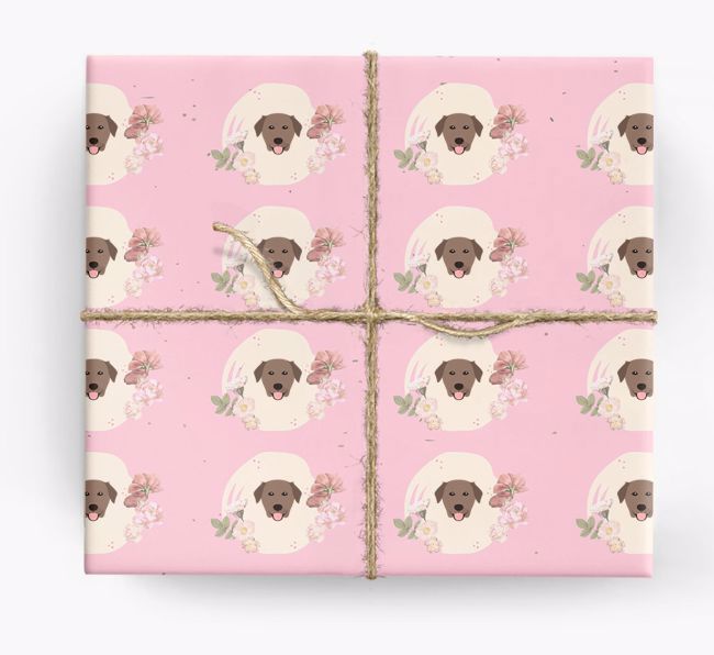 'Flower Pattern' - Personalised {breedFullName} Wrapping Paper