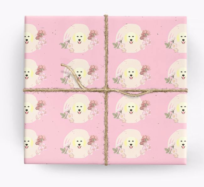 'Flower Pattern' - Personalized {breedFullName} Wrapping Paper