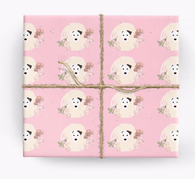 'Flower Pattern' - Personalized {breedFullName} Wrapping Paper