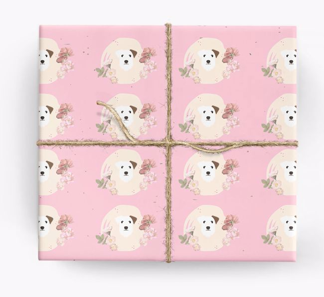 'Flower Pattern' - Personalised {breedFullName} Wrapping Paper