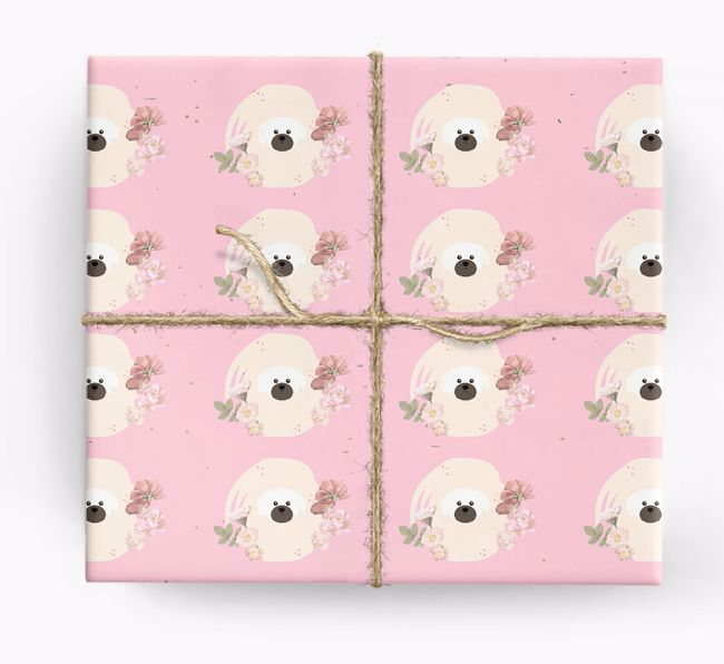 'Flower Pattern' - Personalized {breedFullName} Wrapping Paper