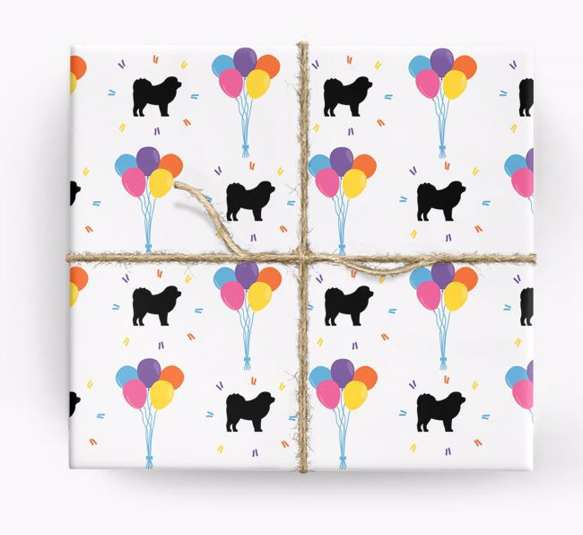 'Birthday Balloons & {breedFullName} Silhouettes' - Personalized Wrapping Paper