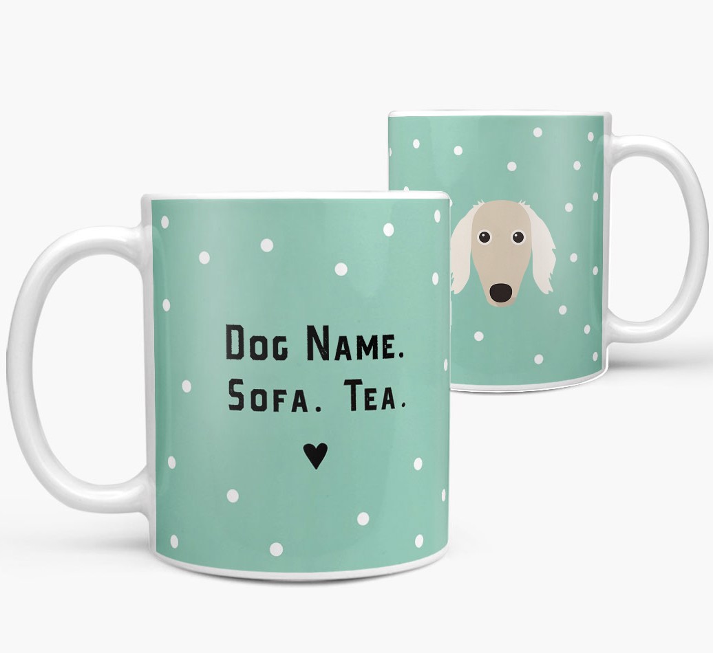 'Personalised 'Sofa & Tea / Coffee' Mug for your {breedFullName} both views
