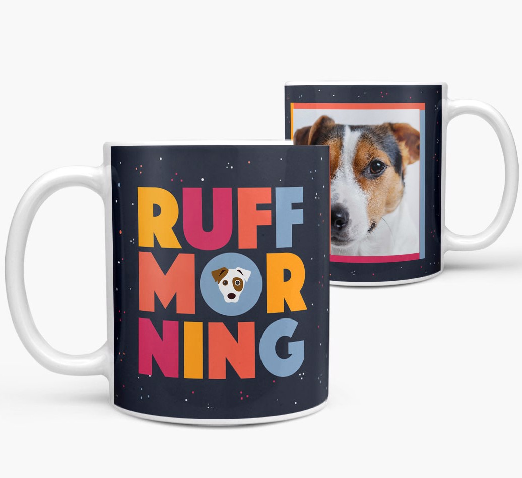 'Ruff Morning' - {breedFullName} Photo Upload Mug - side View