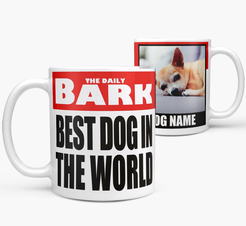 Best Dog In The World: Personalized {breedFullName} Photo Upload Mug - view of both side