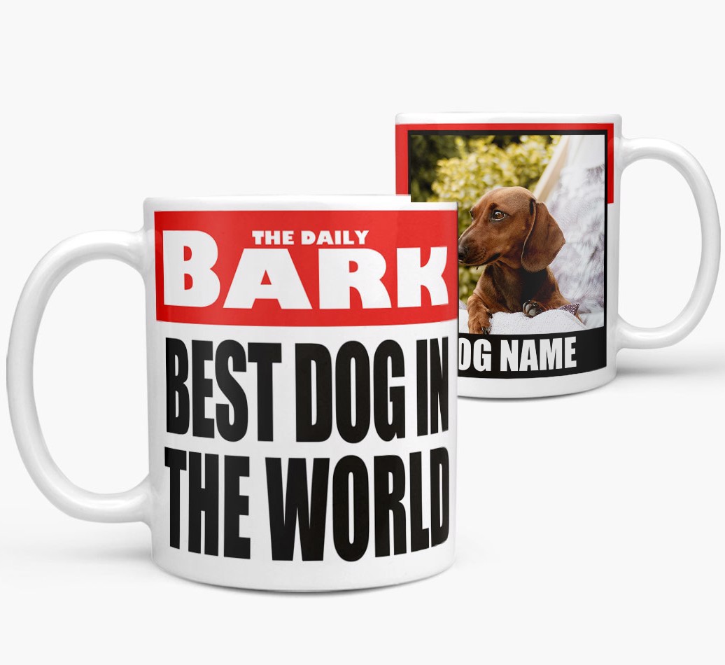 Best Dog In The World: Personalized {breedFullName} Photo Upload Mug - view of both side