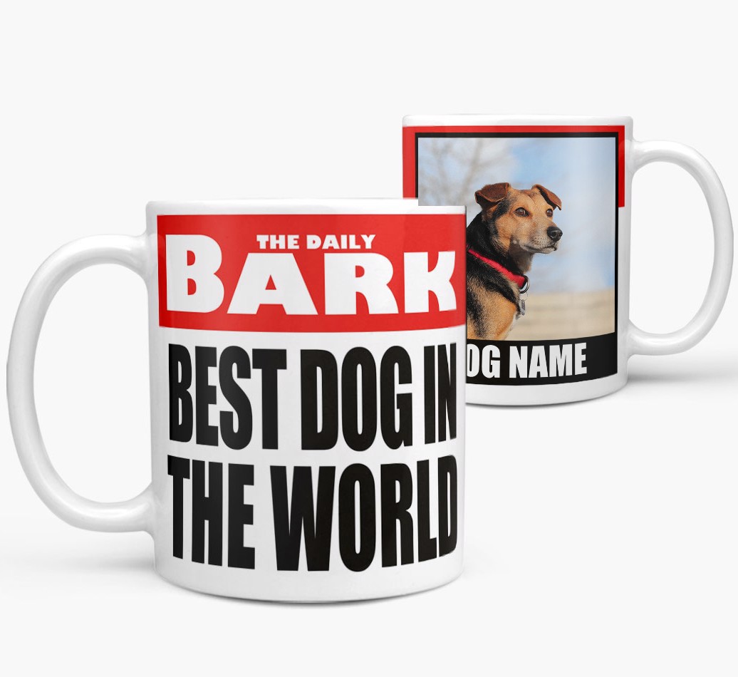 Best Dog In The World: Personalized {breedFullName} Photo Upload Mug - view of both side