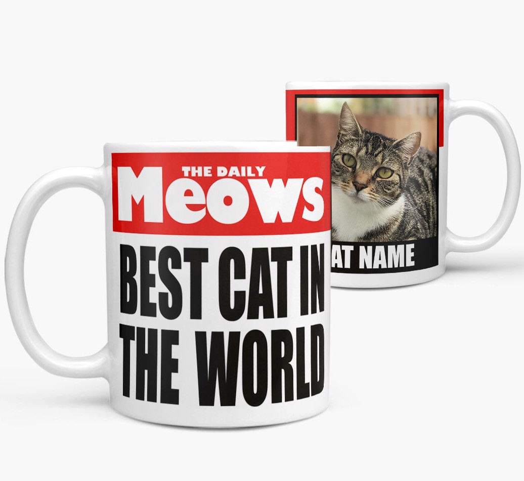 'Best Cat Ever' Newspaper - Personalised {breedFullName} Mug - view of both side