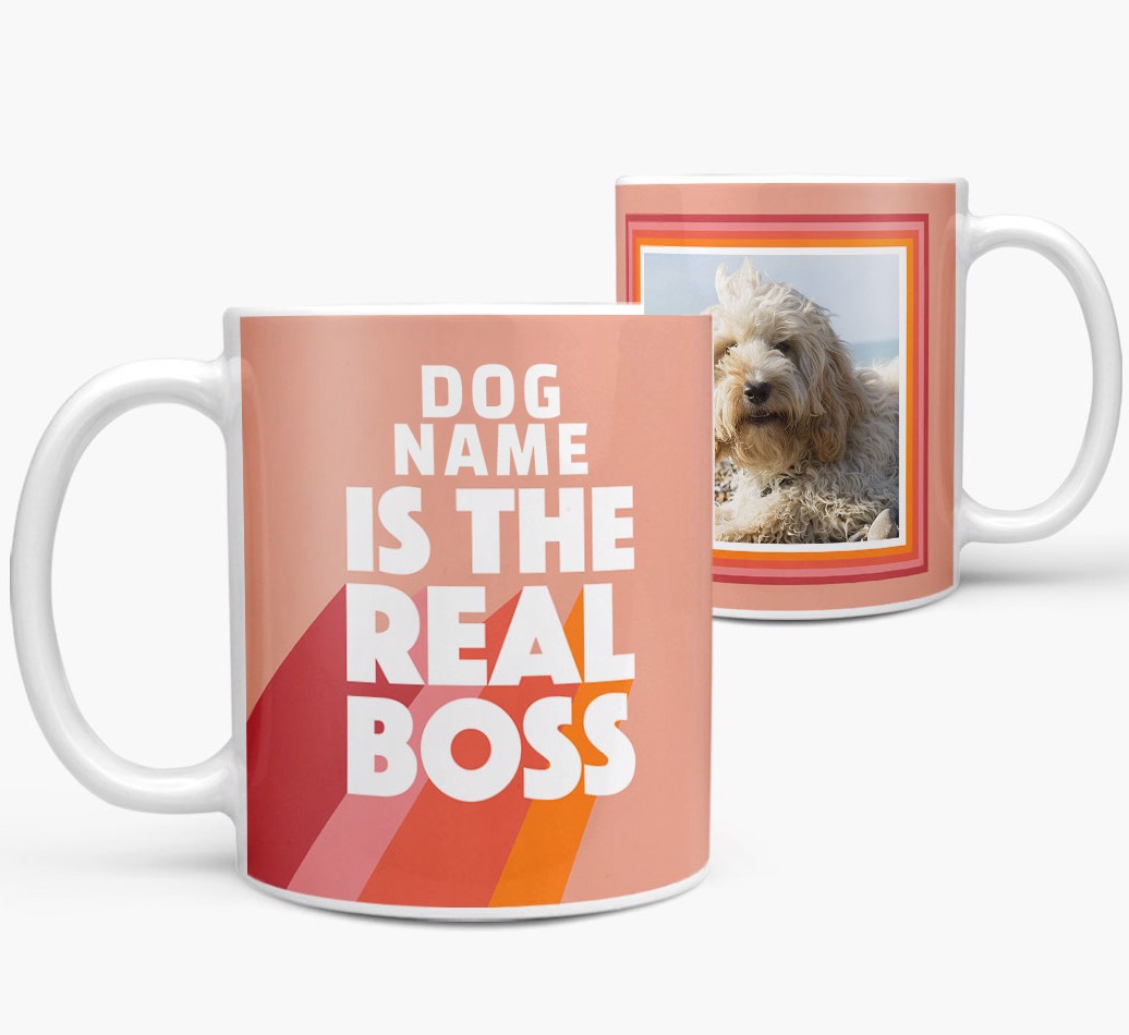 'Real Boss' - Personalised {breedFullName} Mug - Side view