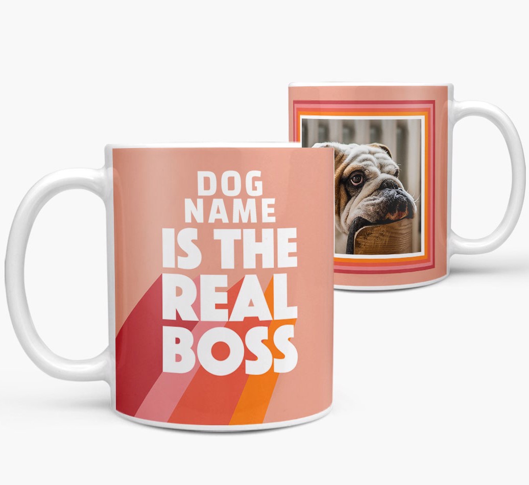 'Real Boss' - Personalised {breedFullName} Mug - Side view