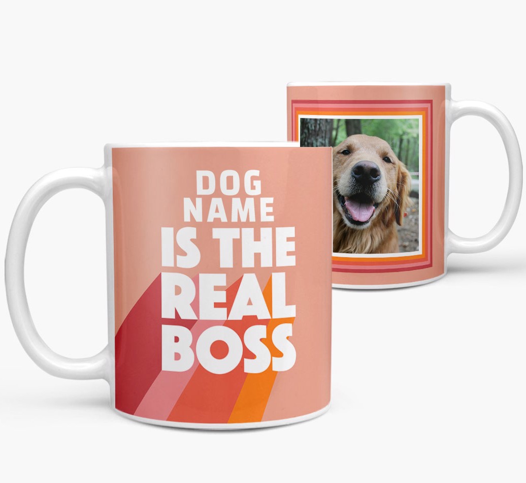 'Real Boss' - Personalised {breedFullName} Mug - Side view