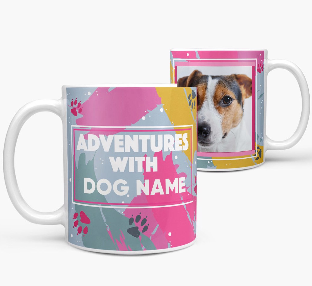 'Adventures With {dogsName}' - Personalised {breedFullName} Photo Upload Mug Side View