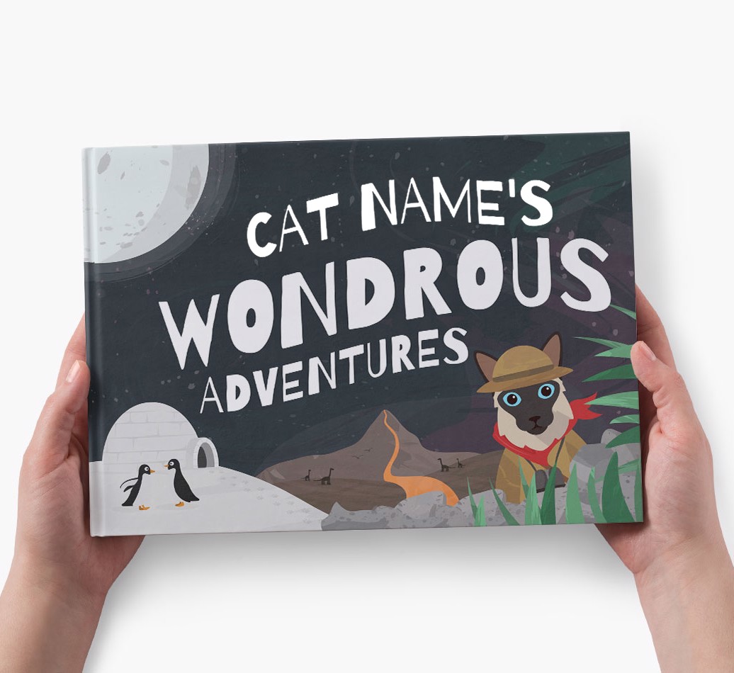 Personalized Dog Story Book: Cat Name's Wondrous Adventures - holding in hands