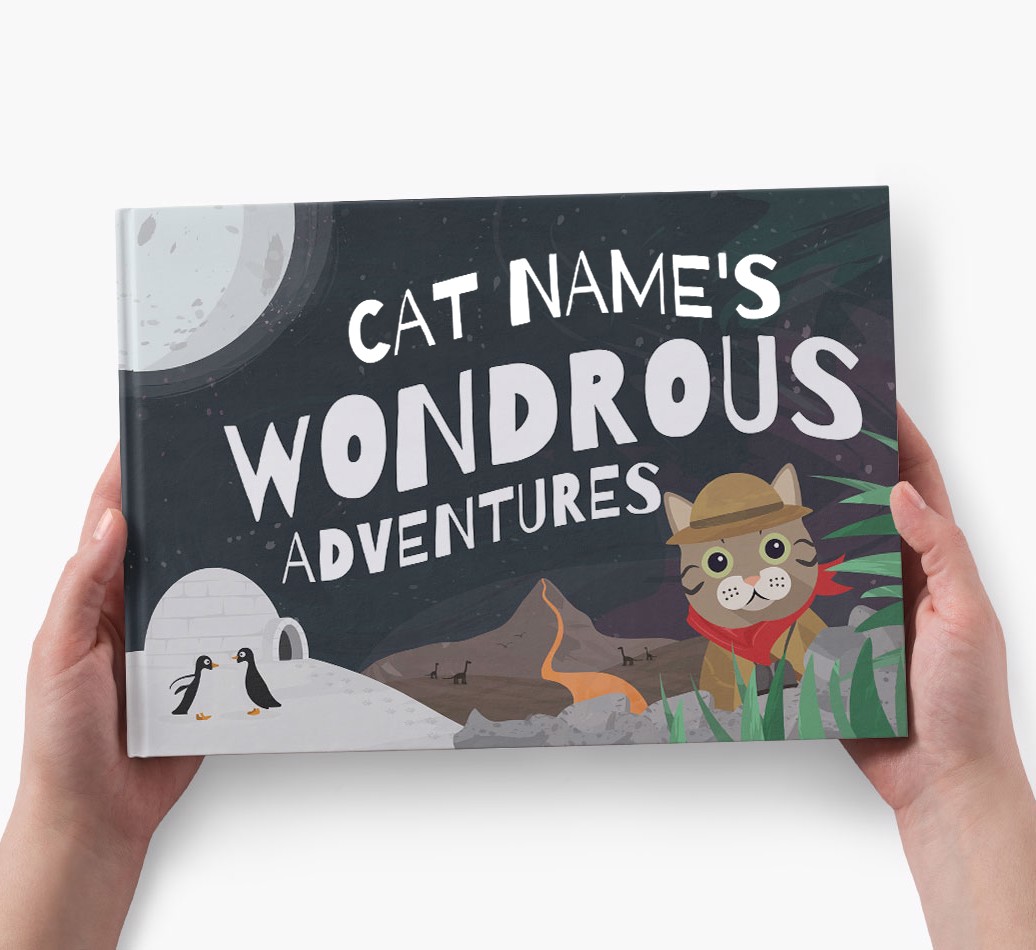Personalised Dog Story Book: Cat Name's Wondrous Adventures - holding in hands