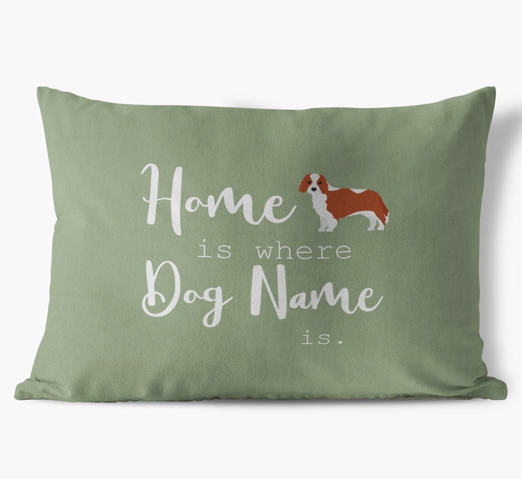 Home Is Where {dogsName} Is - Personalized {breedFullName} Soft Touch Cushion - front view