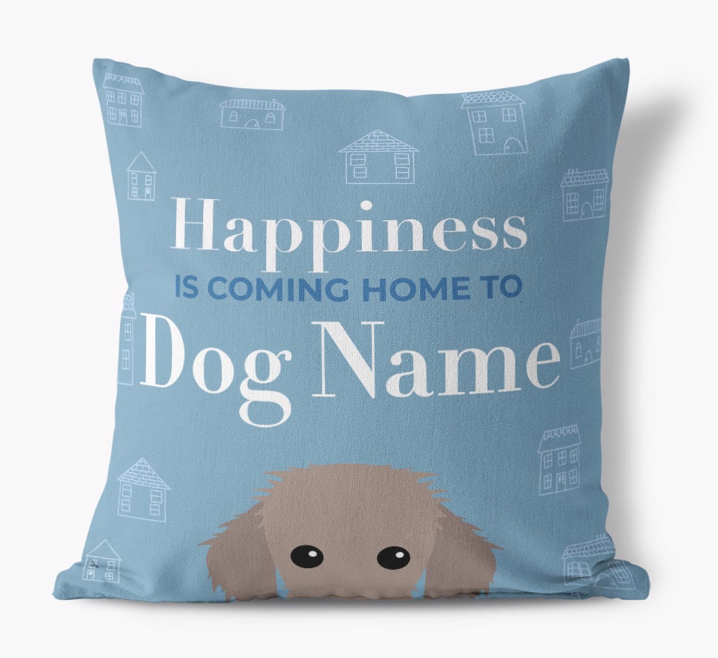 Happiness Is: Personalized {breedFullName} Pillow - front view