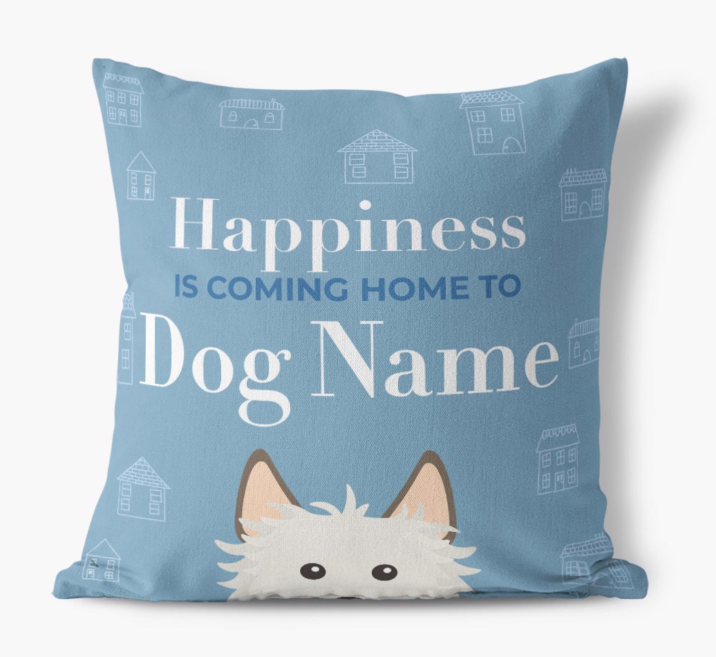 Happiness Is: Personalized {breedFullName} Pillow - front view