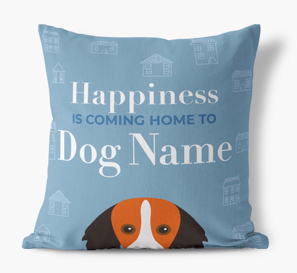 Happiness Is: Personalised {breedFullName} Cushion - front view
