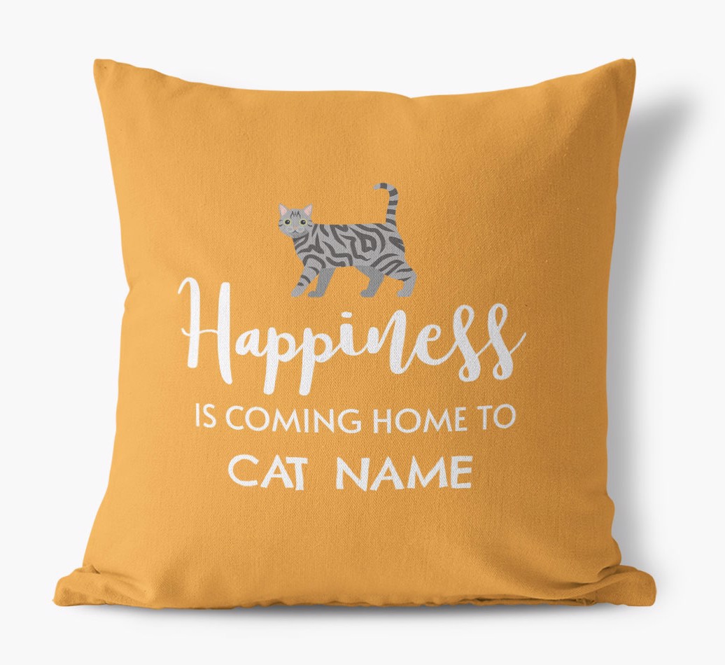 'Happiness Is...' - Personalised {breedCommonName} Cushion - front view