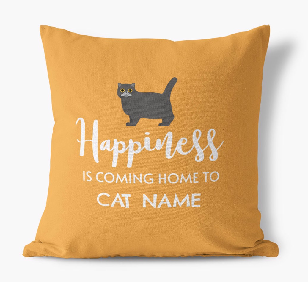 'Happiness Is...' - Personalised {breedCommonName} Cushion - front view