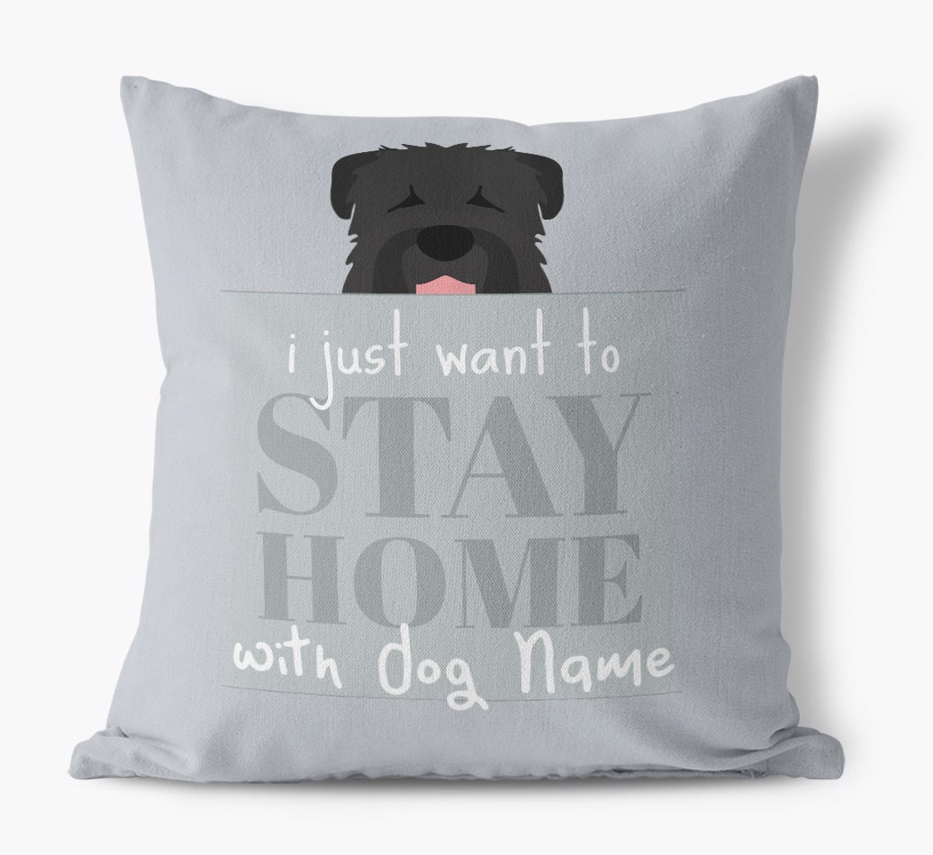 Stay Home: Personalised {breedFullName} Canvas Cushion - front view
