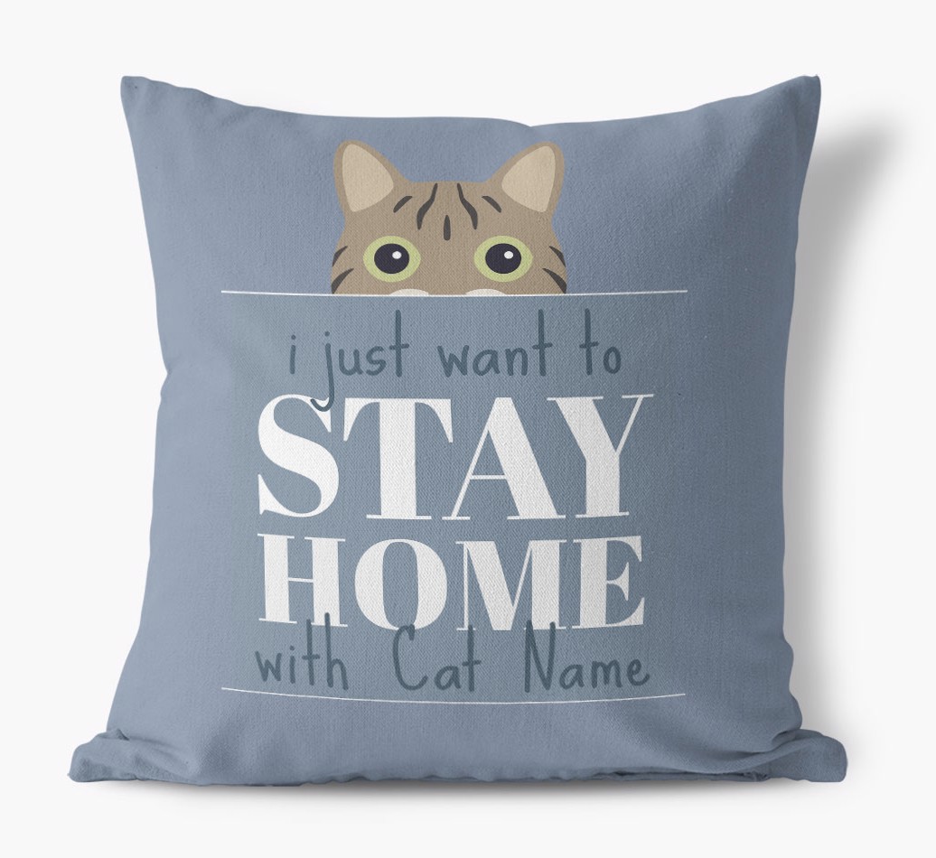 'Stay Home' - Personalised {breedCommonName} Cushion - front view