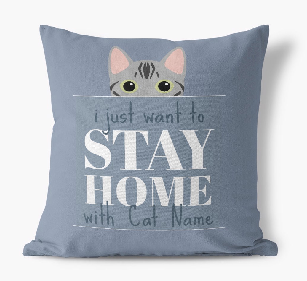 'Stay Home' - Personalised {breedCommonName} Cushion - front view