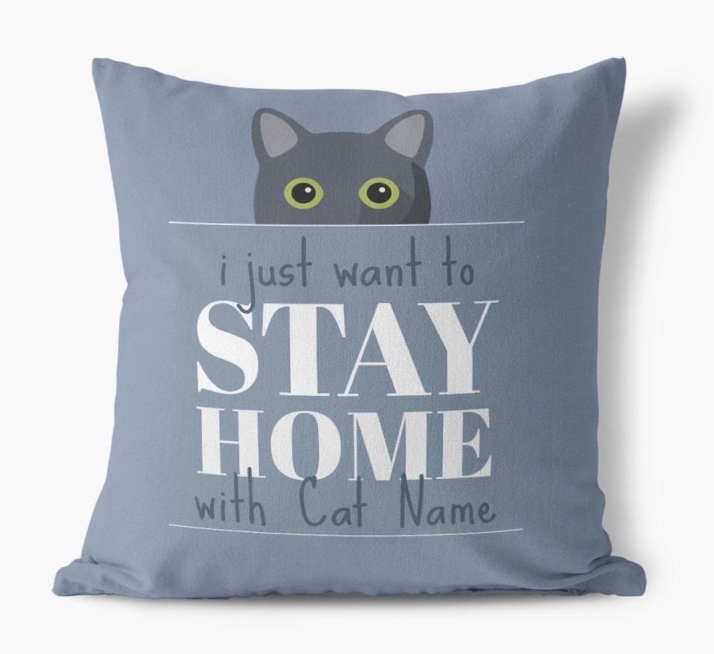 'Stay Home' - Personalized {breedCommonName} Pillow - front view