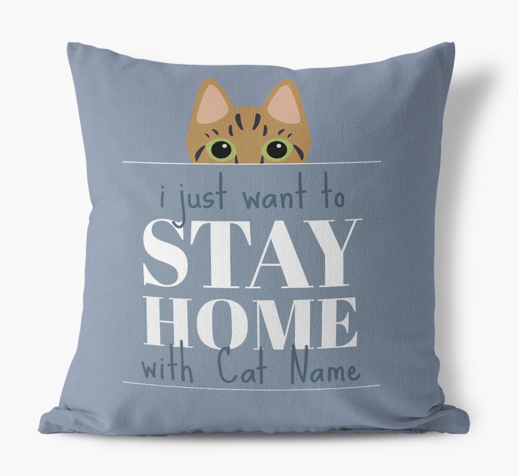 'Stay Home' - Personalized {breedCommonName} Pillow - front view