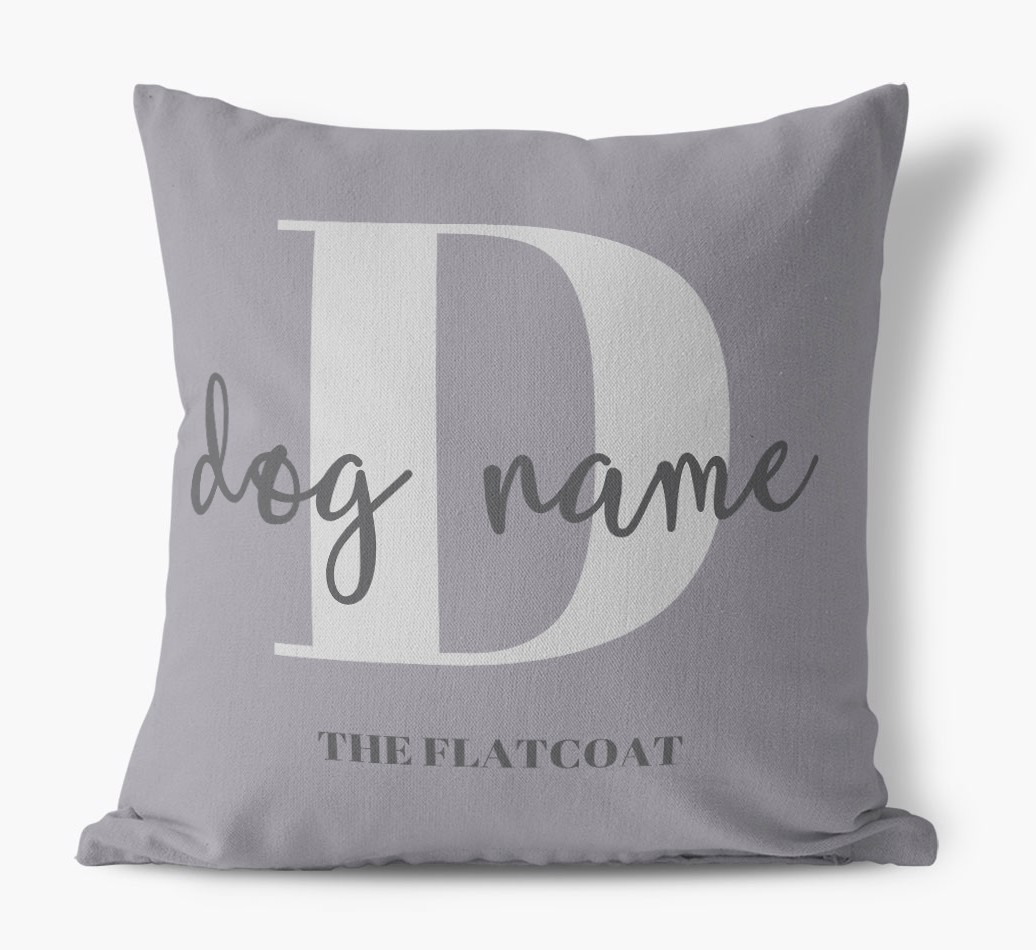 Name and Initial: Personalised {breedFullName} Canvas Cushion - front view