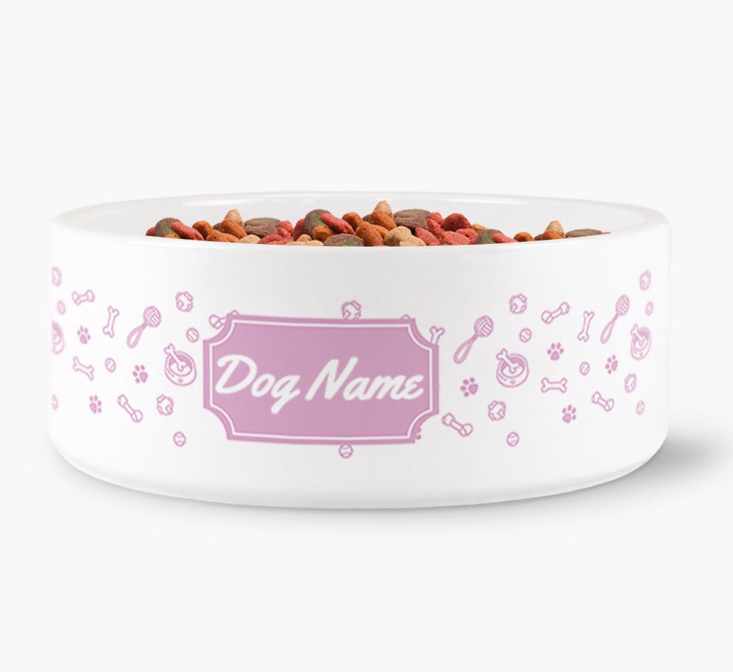 {colour} Pattern Dog Bowl for your {breedFullName} front view
