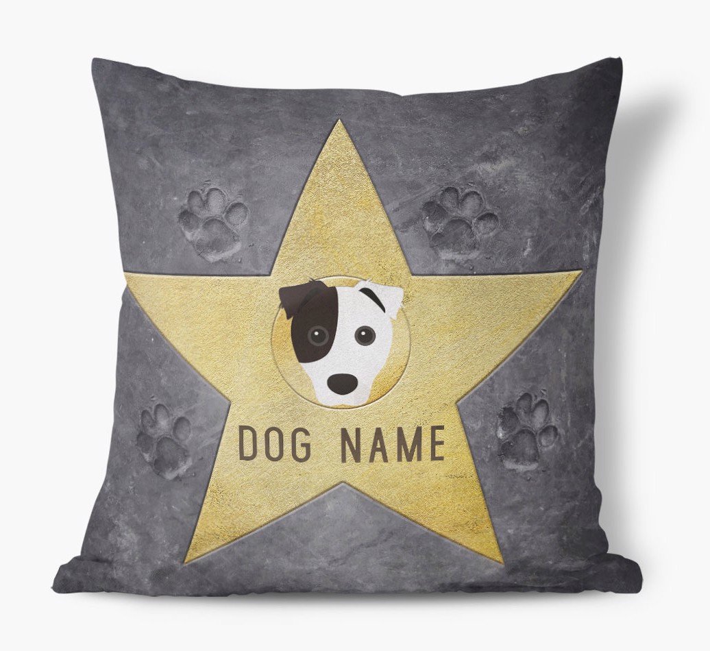 Star of Fame: Personalised {breedFullName} Soft Touch Cushion - front view