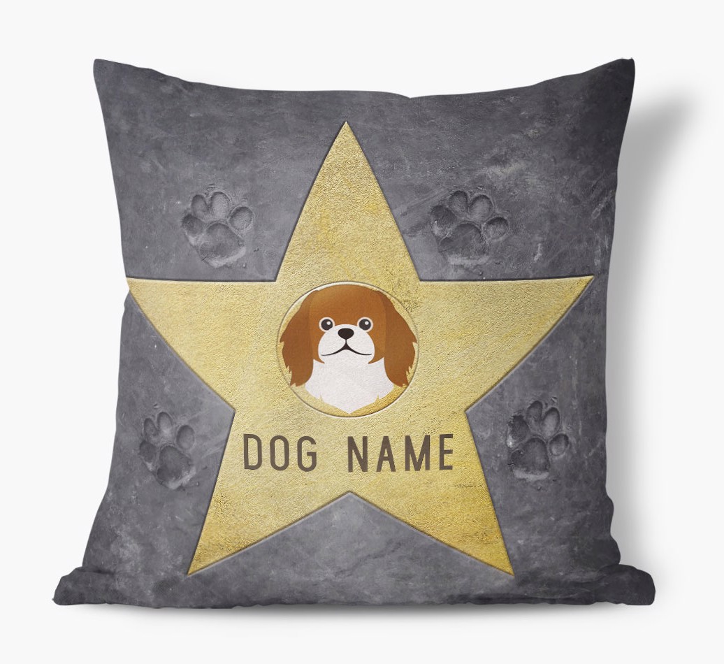 Star of Fame: Personalised {breedFullName} Soft Touch Cushion - front view