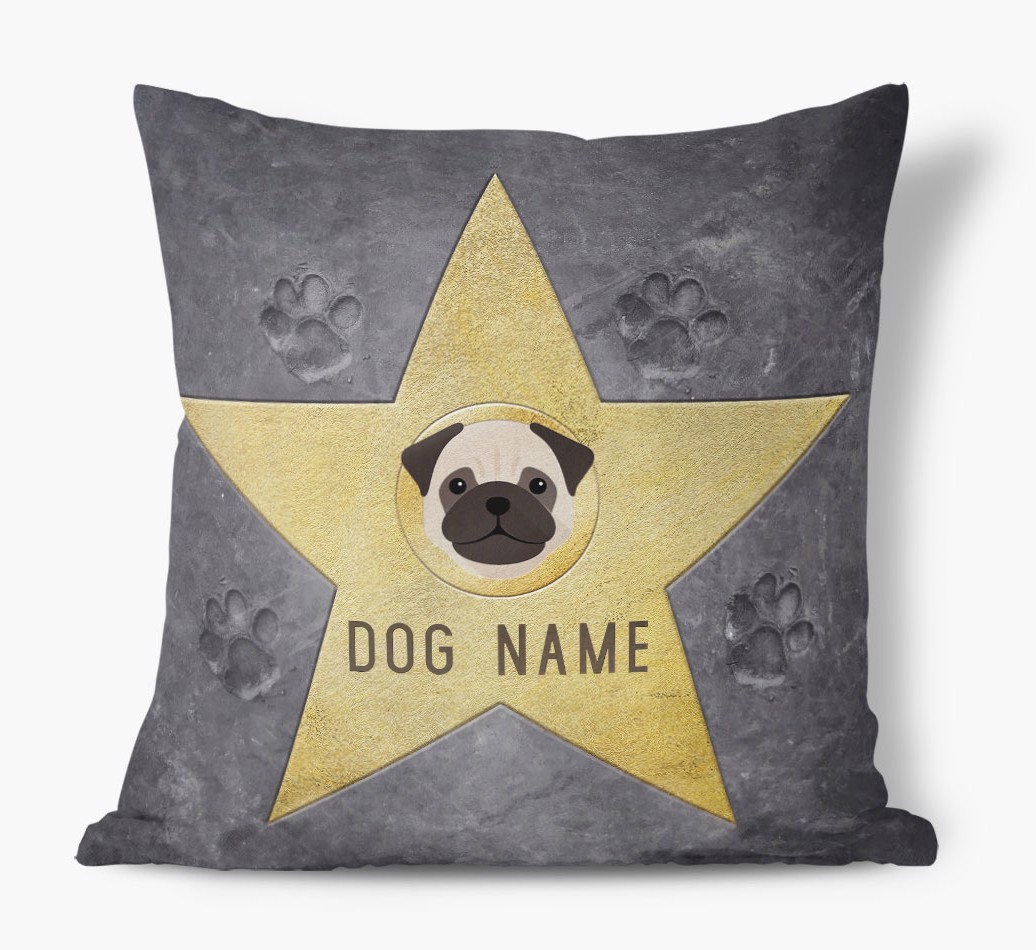 Star of Fame: Personalised {breedFullName} Soft Touch Cushion - front view