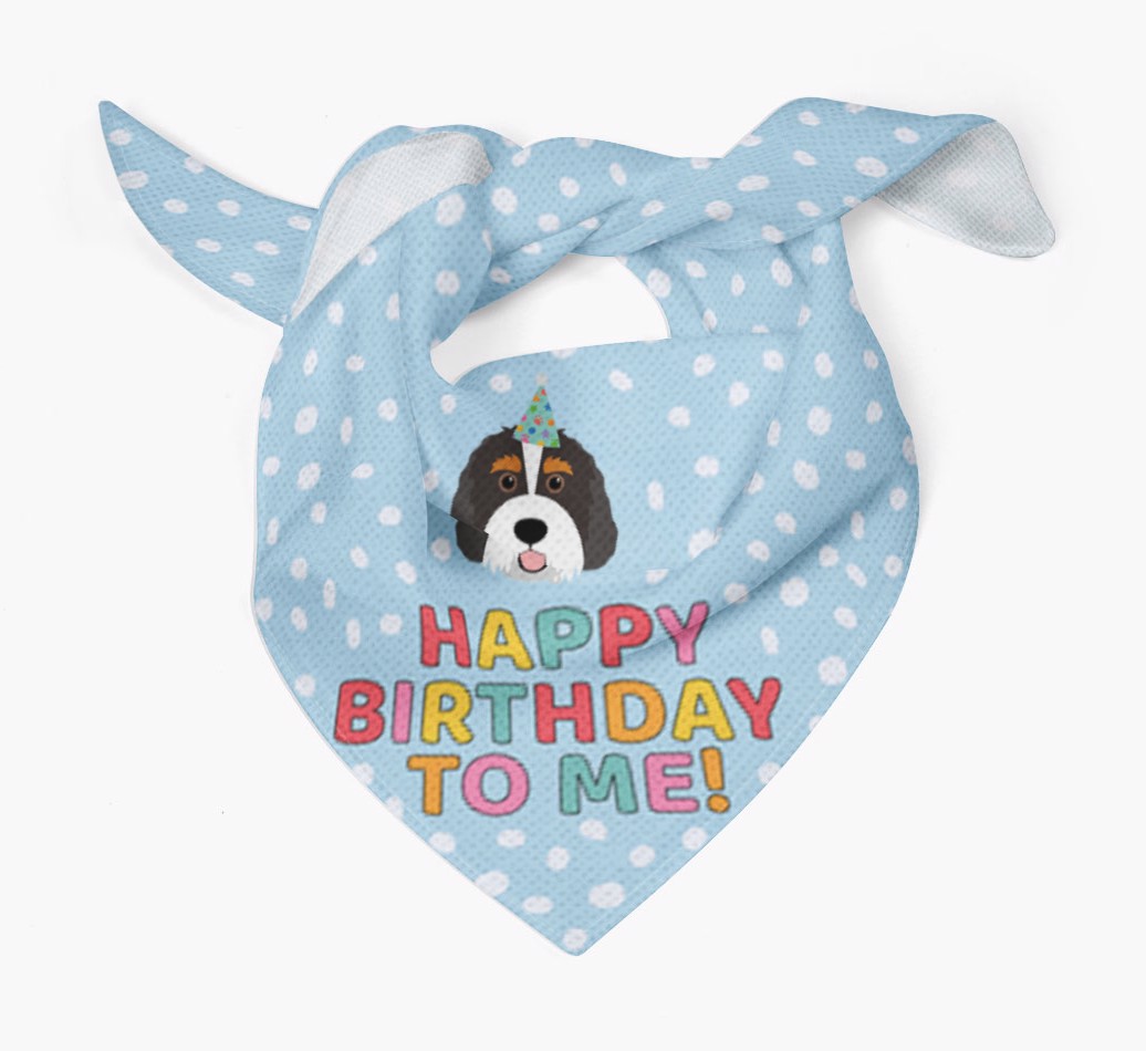 'Happy Birthday to Me' - Personalised {breedFullName} Bandana - Tied bandana