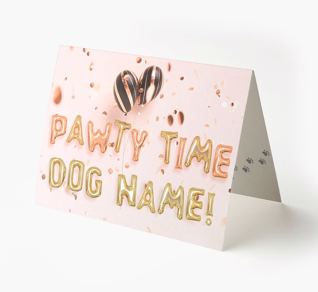 'Pawty Time' - Personalised {breedFullName} Card- front