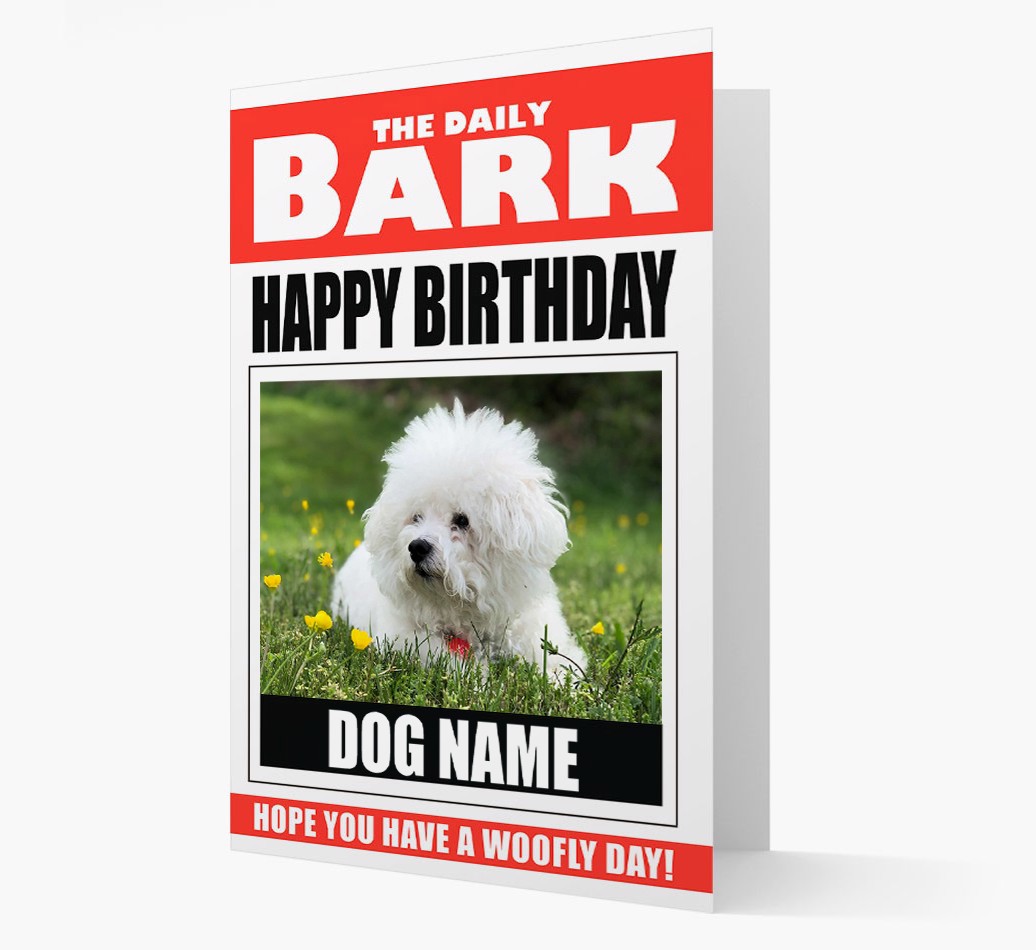 'Happy Birthday' Newspaper - Personalised {breedFullName} Card - front view