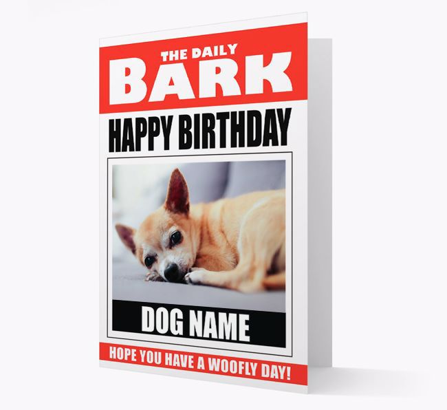 c162; Large Personalised Birthday card; Custom made for any name; Chihuahua dog 