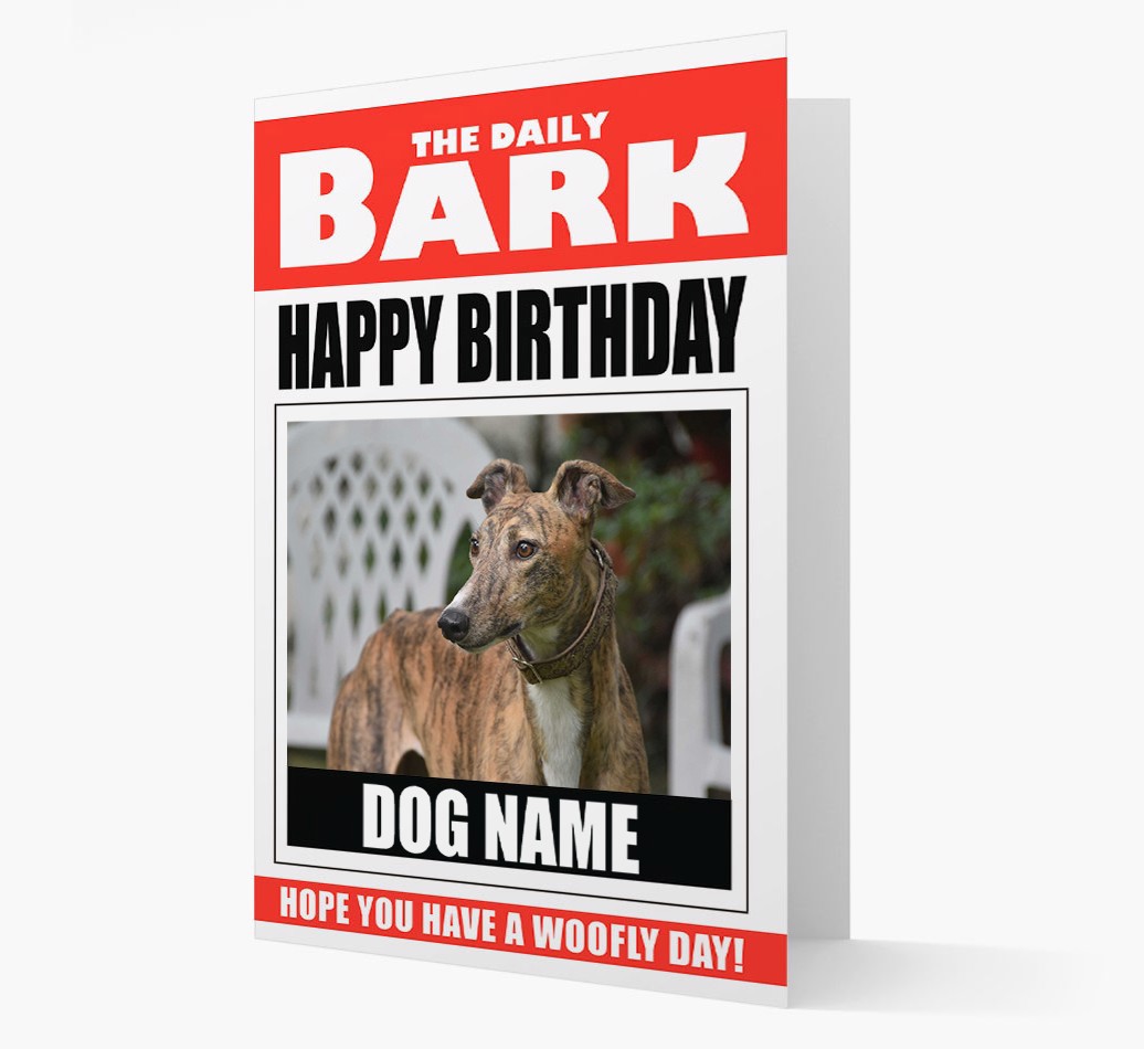 'Happy Birthday' Newspaper - Personalied {breedFullName} Card - front view